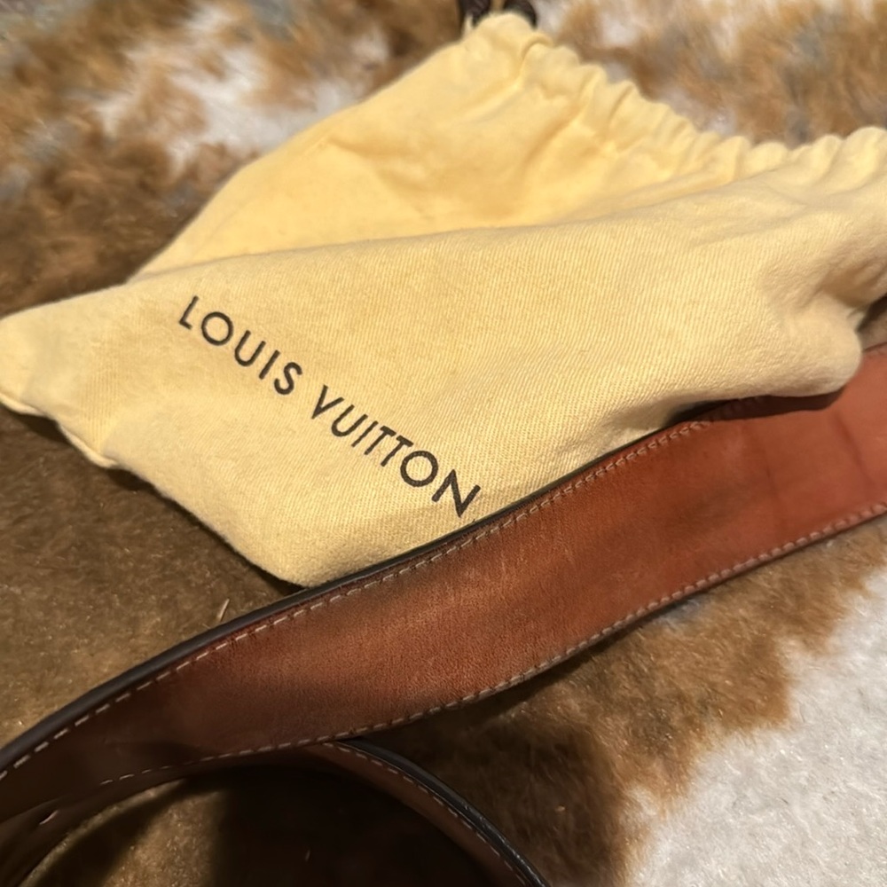 Louis Vuitton Brown Monogram Belt with Gold Logo Buckle - Picture 5 of 6